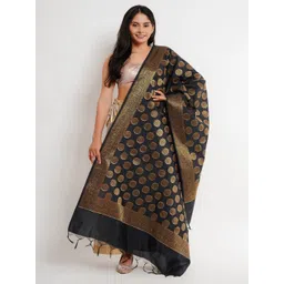 Karthav Fashion Floral Woven Design Banarasi Silk Dupatta With Zari-picture-39