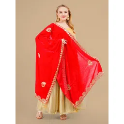 Karthav Fashion Paisley Embroidered Velvet Dupatta with Gotta Patti-picture-17