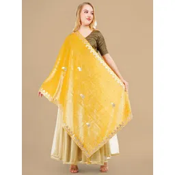 Karthav Fashion Paisley Embroidered Velvet Dupatta With Gotta Patti-picture-23