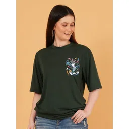 Kasendra Graphic Printed Round Neck Drop-Shoulder Sleeves Cotton Oversized T-shirt-picture-26