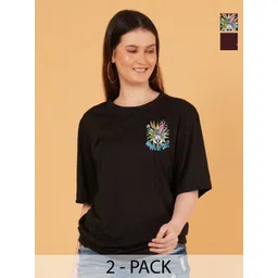 Kasendra Women Pack of 2 Naruto Graphic Printed Round Neck Relaxed Fit T-shirts-picture-25