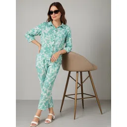 KASHIAN Printed Pure Cotton Shirt Collar Shirt & Trousers Co-Ord Set-picture-22