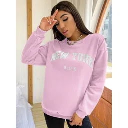 KASHIAN Women Typography Printed Round Neck Sweatshirt-picture-11