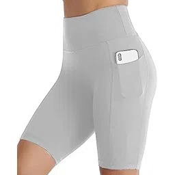 kashikay creation High Waist Yoga Shorts for Women, Polyester Blend, Side Pocket, Running Gymwear Casual-picture-19