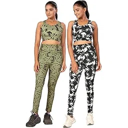 kashikay creation Women's Polyester Blend Workout Top and Bottom Set with Round Neck Sleeveless and Standard Length | Stretchable Athletic Tracksuit For Gym | Yoga Suit | Fitness Activewear Daily Use-picture-37