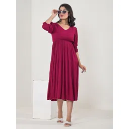 KASHISHIYA Crepe Fit & Flare Midi Dress-picture-33