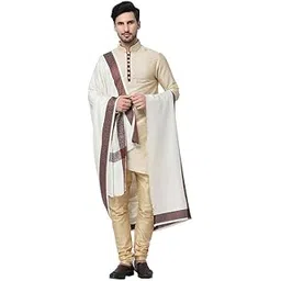 kashmir handloom and handicraft Premium Meditation Shawl with Brown Border, Cream White, Traditional Design-picture-41