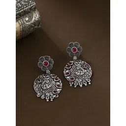kashwini Set of 2 Silver-Toned Contemporary Drop Earrings-picture-39