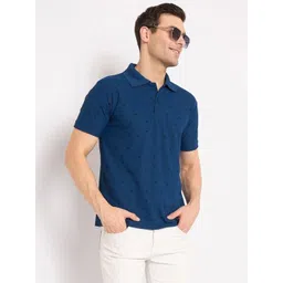 KASMA Abstract Printed Polo Collar Cotton Regular Fit T-Shirt-picture-27