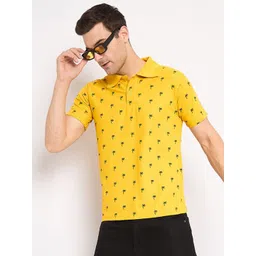 KASMA Men Floral Printed Polo Collar Cotton T-shirt-picture-23