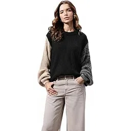 kasma Women’s Acrylic Round Neck Colorblocked Sweater – Trendy Long Sleeve Winter Wear with Soft Comfort & Stylish FitKSM-11-picture-50