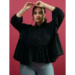 Curve By Kassually Black Regular Fit Oversized Shirt-picture-37