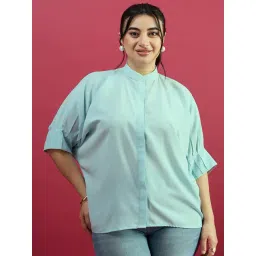 Curve By Kassually Sky Blue Regular Fit Shirt-picture-18