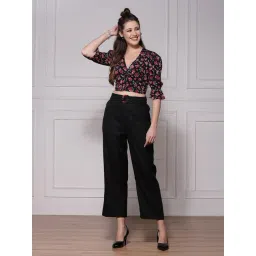 KASSUALLY Black & Red Floral Print Co-Ord Set-picture-41