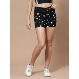 KASSUALLY Black & White Cotton Printed Shorts-picture-32
