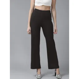 KASSUALLY Black Cotton Relaxed Fit Mid rise Trousers-picture-35