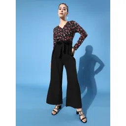 KASSUALLY Black Floral Print Basic Jumpsuit-picture-25