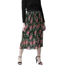 KASSUALLY Black Floral Print Skirt-picture-16
