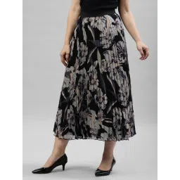 KASSUALLY Black Floral Print Skirt image 3