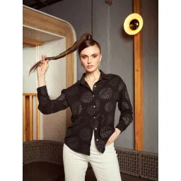KASSUALLY Black Printed Oversized Shirt-picture-13
