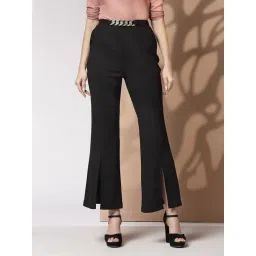 KASSUALLY Black Regular Fit High Rise Trousers-picture-32