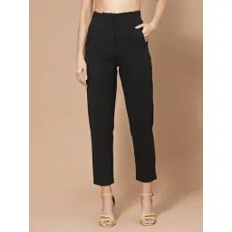 KASSUALLY Black Regular Fit Mid Rise Trousers-picture-34