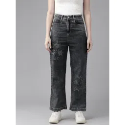 KASSUALLY Black Relaxed Fit High Rise Jeans-picture-12