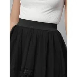 KASSUALLY Black Self Design Skirt image 5