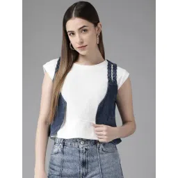 KASSUALLY Blue Cotton Crop Shrug-picture-19