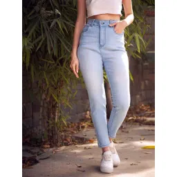KASSUALLY Blue Cotton Mid Rise Jeans-picture-14