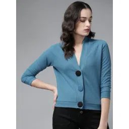 KASSUALLY Blue Cotton Relaxed Fit Cardigan-picture-20