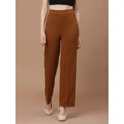 KASSUALLY Brown Regular Fit High Rise Trousers-picture-37