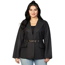 kassually Curve Blazer for Women Notched Lapel Front Open Full Sleeves Regular Blazer-picture-44