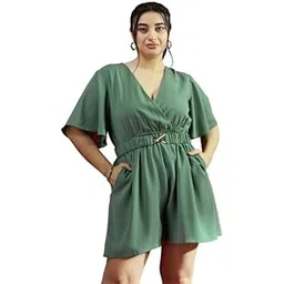 kassually CURVE jumpsuits for women Green Playsuit with Elastic Waist Belt-picture-11