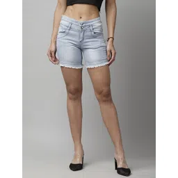 kassually Dyed/Washed Women Denim Blue Denim Shorts-picture-14