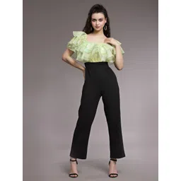 KASSUALLY Green & Black Printed Basic Jumpsuit with Ruffles-picture-10