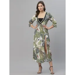 KASSUALLY Lime Green Printed Long Shrug-picture-37