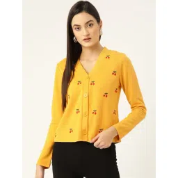 KASSUALLY Mustard Cotton Embroidered Cardigan-picture-40