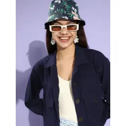 KASSUALLY Navy Relaxed Fit Crop Tailored Jacket-picture-19