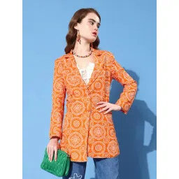 KASSUALLY Orange & White Printed Blazer-picture-19