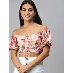 KASSUALLY Peach Floral Print Crop Top-picture-26