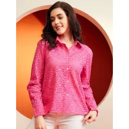 KASSUALLY Pink Cotton Self Design Shirt-picture-26