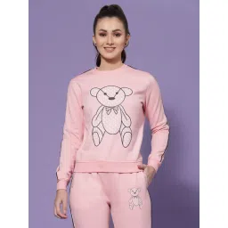 KASSUALLY Pink Fleece Printed Sweatshirt-picture-24