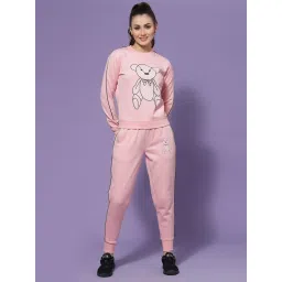 KASSUALLY Pink Fleece Printed Sweatshirt image 4