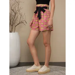 KASSUALLY Pink Printed Shorts image 3