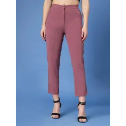 KASSUALLY Pink Regular Fit Mid Rise Trousers-picture-17