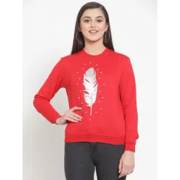 KASSUALLY Red Fleece Embellished Sweatshirt-picture-19