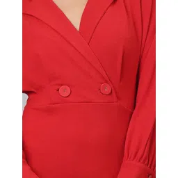 KASSUALLY Red Regular Fit A Line Dress image 4
