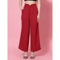 KASSUALLY Red Regular Fit High Rise Trousers-picture-11