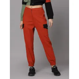 KASSUALLY Red Regular Fit Mid Rise Joggers-picture-12